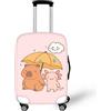 Coloranimal Copertura per bagagli per scuolabus, accessori trolley, custodia protettiva per valigia, taglia 18-32, Carino Capybara Axolotl, M (22-25 cover), Set Bagagli