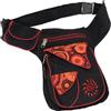 GURU SHOP Stoff Sidebag & Gürteltasche, Goa Hüfttasche, Bauchtasche - Schwarz/rot, Herren/Damen, Baumwolle, Size:One Size, 28x20x3 cm, Festival- Bauchtasche Hippie