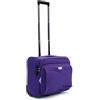 R.Leone Valigia bagaglio a mano 2 Ruote rinforzate Pilota Poliestere Stoffa adatto easyjet 45X36X20 (Viola)