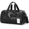 FUNSEED Borsa da viaggio in pelle PU con cerniera, borsone per uomo e donna, con scomparto per scarpe e tasche anti-bagnato, per sport e palestra, nero, Large