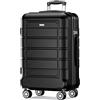 SHOWKOO Valigia Media Rigida 67cm Bagaglio a Mano Ultra Leggero ABS+PC Espandibile Durevole Valige Trolley da Viaggio con Chiusura TSA e 4 Ruote Doppie, Nero -L