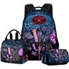 Jilijia Hazbin Hotel Zaino Anime Gioco Scatolina per Matite Borsa a Tracolla Alastor/Angel Dust/Charlie Morningstar Stampata 3D Zainetto per Scuola Borsa per Laptop Borsa da Viaggio Set di 3 Pezzi