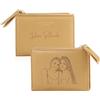 Jeweidea Portafoglio Personalizzato per Donna con Foto Incisa e Nomi Piccolo Portafoglio Bifold con Tasca Portamonete con Cerniera per Mamma, Fidanzata, Regali di Natale Personalizzati (##Giallo)