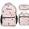 Generic Personalizzata Zaino scuola elementare bambina ragazzo Personalizzato Motivo Fiore con Nome per school bag Scuola 3 Pezzi zainetto asilo bambino con borsa termica e Astuccio zaini media superiore