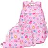 Hixingo 3 Pezzi Zaino da Scuola Media Elementare, Zaino da Scuola Leggero Grande Capacità con Borsa Termica e Astuccio Zainetto per Bambini Bambina (18L,Rosa)
