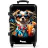 NoBoringSuitcases.com © Valigia rigida con ruote, trolley, bagaglio a mano, 4 ruote, lucchetto TSA (cane in terre tropicali), (Valigia media 67x43x25 cm)