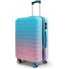 Blade Set di 3 valigie espandibili - Valigia rigida trolley - Valigia leggera in ABS + PC con serratura TSA - 4 ruote rotanti - Set di 3 valigie da viaggio, blu-rosa, L, valigetta