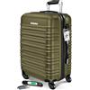 KESSER Valigia da viaggio rigida con bilancia per valigia + etichetta per bagagli, trolley con serratura a combinazione, 4 ruote in ABS, manico telescopico, verde oliva, 66cm - 84L