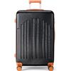 LEADZM Valigia Grande 23 kg Rigida, Trolley Grande in ABS, Suitcase con 4 Ruote Girevoli Doppie (Nero-Marrone, XL, 75CM)