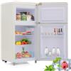 kozamas Frigorifero retrò a doppia porta con congelatore in bianco, volume totale 72 l (congelatore da 21 l), classe di efficienza energetica E e funzionamento extra silenzioso da 39 dB, inodore
