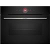 Bosch CBG7741B1 - Forno compatto da incasso, serie 8, 60 x 45 cm, prodotto in Germania, nero, pirolisi e idrolisi, autopulente, Air Fry, programmi automatici, touch screen colorato con anello di