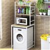 Nordivo Supporto lavatrice Asciugatrice per Regolabilein Altezza,mobiletto sopra lavatrice,Tamburo Lavastoviglie Ripiano Di Stoccaggio,per Bagno, Cucina, Balcone, Lavanderia(White/light brown,71in/180CM)