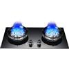 Generico Fornello A Gas Portatile A 2 Fuochi, Fornello Domestico Ad Alta Potenza A GPL/Gas Naturale, Piano Di Lavoro A 9 Cavità Da 5,2 KW, Con Pannello In Vetro Temperato E Protezione(LPG)