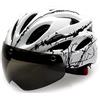 Starnearby Casco Bici Adulti Casco con Visiera Uomo Donna Traspirante Ultraleggero Regolabile Casco con Occhiali Casco da Mountain Bike con Fanale Posteriore per MTB, Scooter Elettrico, Moto