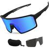 ToopMount Occhiali da Ciclismo Polarizzati, Occhiali da Sole Sportivi UV400 con 2 Lenti per Uomini Donne Baseball Pesca TR90 (Cornici Nera - Montatura Completa)