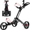 COSTWAY Carrello da Golf Pieghevole con 3 Ruote, Trolley da Golf con Portaombrelli e Porta Bicchiere, Golf Cart Apertura e Chiusura Facile, Nero