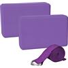 Chstarina Blocchi e Cinghia Yoga 2 Pezzi - Kit Accessori in Schiuma Eva Ad Alta Densità per Yoga,