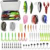 OrientVelo Kit da Pesca 58 Esche - Set Professionale con cucchiaini, spinnerbaits, jig ed Esche morbide/Duro - Lungo Lancio - Accessori per Black Bass, luccio, Trota, Sandra