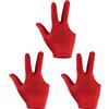 PATIKIL Guanti da Biliardo a 3 Dita, 3pz Guanti da Biliardo per Mano Sinistra e Destra Guanti Biliardo Stecca Biliardo per Giocatori Biliardo Pool Biliardo Carom Snooker Sport, Rosso