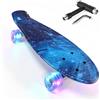 Baroni Toys Skateboard per Bambini dai 3 Anni, Skate Completo con Ruote LED Luminose Senza Batterie, Strumento T-Tool per Regolazione Intergato, 56x14,5x12 cm (Blu)