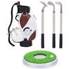 HERCHR Set Penne da Golf, portapenne per Sacca da Golf in Lega di Zinco 3 Penne a Sfera con Base per scrivania da Ufficio per Golfisti, Calze Imbottite, Gadget Antistress (Marrone e Bianco)