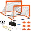 Qurxuanwe 2 Pezzi Porta Calcio Adulti con Pallone, Pompa, Coni e Borsa Trasporto, Porte da Calcio Pieghevole per Giardino, Set Rete Calcio Portatile per Allenamento Casa, Cortile, Spiaggia, Indoor e Outdoor