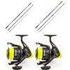 Generico Kit Pesca Surfcasting Canna Colmic Altura 4,20m 100-200g + Mulinello Trabucco Xs Sonic 8000 (2 Canne + 2 Mulinelli)