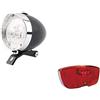 CicloSportMarket Kit Fanale Nero Luce Anteriore + Fanale Posteriore al Portapacco LED Bicicletta Olanda - R - Graziella - Vintage - City Bike - Uomo/Donna - BATTERIE Incluse …
