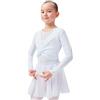 tanzmuster Top Corto da Danza Classica 'Mia' con Maniche Lunghe per Bambini in Bianco, 116/122 (7-8 Anni)