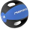 MSPORTS Palla Medica Premium con Maniglie 3 - 10 kg - Studio Professionale