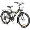 HH HILAND HILAND Bicicletta Bambini 24 Pollici per Bambini e Bambine da 7 a 11 Anni, Cambio a 6 Velocità, Bici da Città per Bambini con Portapacchi Posteriore, Nera
