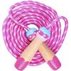 TYOREW Corda per saltare per bambini, 2,8 m, rosa, con manico in legno, per bambini, ragazze, ragazzi, corda per saltare regolabile da 2,8 m, corda per saltare per bambini, corda per saltare per esercizi di