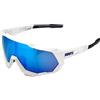 100% OCCHIALI DA SOLE SPEEDTRAP - MATTE WHITE - LENTI HIPER A SPECCHIO BLU MULTILAYER