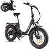 PVY Bicicletta elettrica pieghevole da 20 pollici, batteria da 48 V, 15,6 Ah, motore da 250 W, 7 marce, forcella ammortizzata e freni a disco, portata 70 km, bicicletta elettrica per uomo, donna e