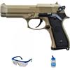 Ecommur. Cyma 92 CM126 Tan | Pistola elettrica a sfere Airsoft 6 mm + occhiali protettivi + bottiglia 1000 0,20. (Potenza: 0,5 joule)