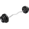 GORILLA SPORTS® Set Bilanciere con Pesi - 25kg, Barra Curva EZ 120cm, Ø 30/31mm, Dischi Rivestiti in Plastica, Collari Spinlock - Bilanciere Curl, Dischi Pesi, Palestra da Casa, Fitness, Allenamento