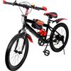 pochcicou Bicicletta da 20 pollici, mountain bike a 7 marce, con campana a bussola, doppio sistema frenante, regolabile in altezza, per bambini e bambine, verde e rosso (rosso)