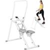SPORTNOW Stair Stepper Verticale, Stepper Fitness Casa Compatto e Pieghevole, Vertical Climber con Manubri Regolabili a 3 Livelli, Display LCD, Allenamento Cardio Addominali Glutei Gambe Palestra