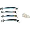 Pescasubito.com Kit 4 Totanare + Affondatore Super Stim Pesca a Traina Calmaro Esche Artificiali Calamari Totanara