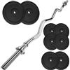 G5 HT SPORT【Kit Bilanciere Curl e Dischi in Ghisa (Foro 25 mm)】(10/15/20/30/40 kg), Set Pesi Completo con Chiusura a Vite, Per Bicipiti/Tricipiti, Allenamento in Palestra e Home Gym (KIT 20 KG)