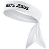 Generisch 100% Jesus fascia sportiva per la testa, calcio, pallone, bianca, nera, atletica leggera, fitness - fascia anti-sudore elastica ninja, bandana, assorbimento del sudore (fascia bianca per la fronte)