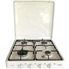 Lar.el Fornello a Gas Portatile 4 Fuochi da Appoggio, Colore Bianco, Alimentazione GPL e Metano, Cucina per Campeggio, Camper e Outdoor