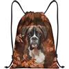 BYwenhopnbs Borsa a coulisse autunnale con motivo cani boxer, zaino leggero da palestra per uomo e donna