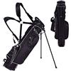 COSTWAY Sacca da Golf con Supporto, Borsa da Golf a 4 Scomparti con 4 Tasche con Cerniera, Borsa Frigo, Tracolla Doppia, Cappuccio Antipioggia, Supporto per Ombrellone (Nero)