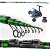 Generico Canna Bolognese Metri 8 In Carbonio Pesca Carpa Spigola Orata Con Mulinello Kit