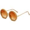 TIYETA Occhiali Da Sole Rotondi Diamantati UV400 Punk Sun Occhiali Da Vista Strass Shades Per Donne Uomini Occhiali Da Sole Bling Party,Marrone,140mm