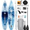 SOLAVERO Tavola SUP Gonfiabile Adulti 250kg Offerta, 381 x 83 x 15 cm Stand Up Paddle Board 2 Persone con Pompa Elettrica, Sedili Removibili, Pagaia Regolabile, Custodia Impermeabile e Zaino (Tigre)