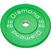 Diamond [Disco Bumper Sfida Pro Foro 50 Mm Per Bilanciere Olimpico] Piastra In Gomma Bumper Plate - Dischi Sollevamento Pesi Crosstraining Home Gym (10 kg (Verde))