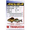 Trabucco Ami da Pesca Legati con Filo Fluorocarbon Akura Carassio 6000 BN Amo 10 Filo 0.18 mm Amo Trota Lago Mare Surfcasting
