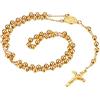 Flongo Collana Croce Cristiano Perline Catena Preghiere 6/8MM Colore Scelta